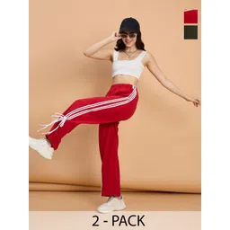 The Roadster Lifestyle Co Pack of 2 Side Stripes & Ankle Tie Straight Fit Trousers-picture-41