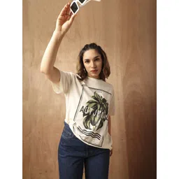 The Roadster Lifestyle Co Printed Cotton Oversized Fit T-Shirt-picture-25