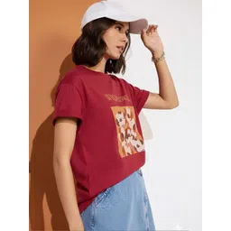 The Roadster Lifestyle Co Printed Cotton Round Neck Oversized Tshirts-picture-37