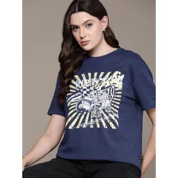 The Roadster Lifestyle Co. Printed Drop-Shoulder Sleeves Pure Cotton Relaxed Fit T-shirt-picture-26