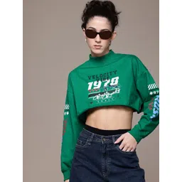 The Roadster Lifestyle Co. Printed High Neck Crop Sweatshirt-picture-20