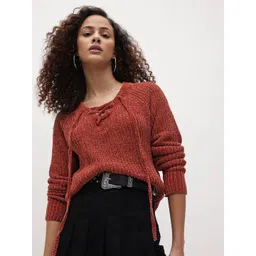 The Roadster Lifestyle Co. Ribbed Open Knit V-Neck Pullover Sweater-picture-13