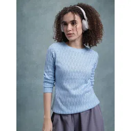 The Roadster Lifestyle Co. Self Design Open Knit Longline Pullover-picture-29