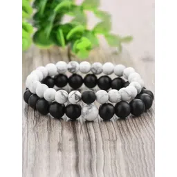 The Roadster Lifestyle Co Set Of 2 Silver Plated Beaded Bracelet-picture-41