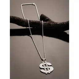 The Roadster Lifestyle Co. Silver-Plated American Diamond-Studded Pendant & Chain-picture-18