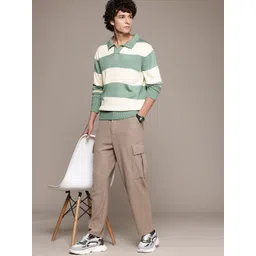 The Roadster Lifestyle Co. Spread Collar Acrylic Striped Pullover image 5