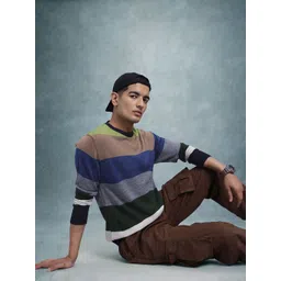 The Roadster Lifestyle Co. Striped Colourblocked Pullover-picture-26