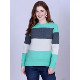 The Roadster Lifestyle Co Striped Round Neck Pullover Sweater-picture-24