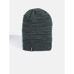 The Roadster Lifestyle Co Unisex Green & Navy Blue Self-Striped Beanie-picture-25