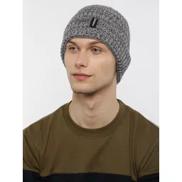 The Roadster Lifestyle Co Unisex Grey & Charcoal Colourblocked Beanie-picture-35
