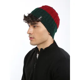 The Roadster Lifestyle Co Unisex Navy Blue & Maroon Colourblocked Beanie-picture-21