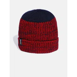 The Roadster Lifestyle Co Unisex Navy Blue & Red Colourblocked Beanie-picture-19