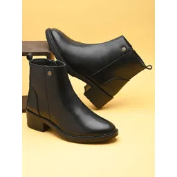 The Roadster Lifestyle Co. Women Black Mid Top Block Heeled Regular Boots-picture-35