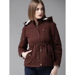 The Roadster Lifestyle Co Women Burgundy Solid Padded Jacket-picture-34