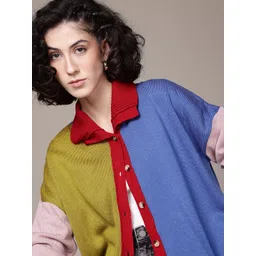 The Roadster Lifestyle Co. Women Colourblocked Acrylic Cardigan-picture-16