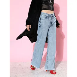 The Roadster Lifestyle Co. Women Faded Blue Wide Leg Ramble Wide legs & Flared Jeans-picture-18