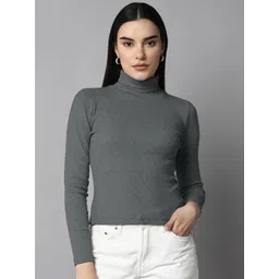 The Roadster Lifestyle Co. Women High Neck Long Sleeves Top-picture-36