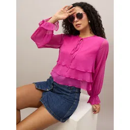 The Roadster Lifestyle Co. Women Long Sleeves Ruffle Top-picture-41