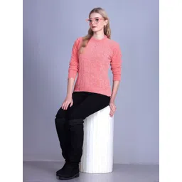 The Roadster Lifestyle Co. Women Open-Knit Self Design Round Neck Pullover Sweater image 2