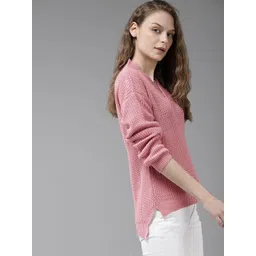 The Roadster Lifestyle Co Women Pink Solid Sweater-picture-16