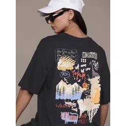 The Roadster Lifestyle Co. Women Printed Pure Cotton Oversized Longline T-shirt-picture-16