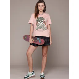 The Roadster Lifestyle Co. Women Printed Pure Cotton Relaxed Fit T-shirt-picture-26