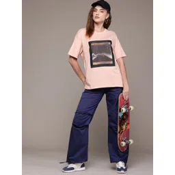 The Roadster Lifestyle Co. Women Printed Pure Cotton Relaxed Fit T-shirt-picture-28