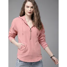 The Roadster Lifestyle Co Women Rose Solid Hooded Sweatshirt-picture-23