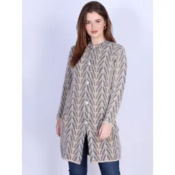 The Roadster Lifestyle Co Women Self-Design Round Neck Button Cardigan-image-40