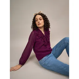 The Roadster Lifestyle Co. Women Solid Puff Sleeves Top-picture-37