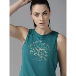 The Roadster Lifestyle Co Women Teal Green Pure Cotton Printed Round Neck Pure Cotton T-shirt-picture-40