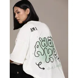 The Roadster Lifestyle Co. Women Typography Printed Oversized T-shirt-picture-17