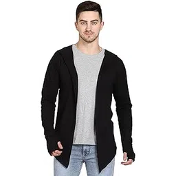 roarers Men Cotton Black Hooded Cardigan OR Shrugs with Thumbhole Sleeves-picture-20