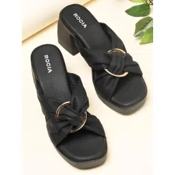 ROCIA By Regal Black Women Buckled High Block Sandal Heels-picture-11