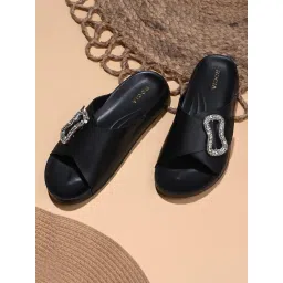 ROCIA By Regal Black Women Buckled Stylish Sandals-picture-17