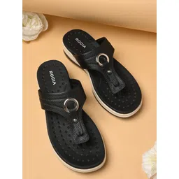 Rocia By Regal Women Textured T-Strap Flats With Buckles-picture-33