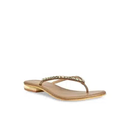 Rocia by Regal Women's Antique Gold Thong Sandals-picture-30
