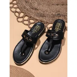 Rocia by Regal Women's Black T-Strap Sandals-picture-37