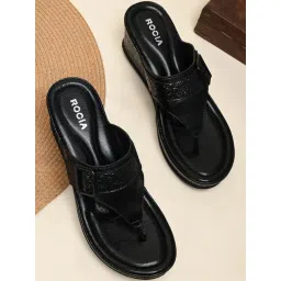 Rocia by Regal Women's Black Thong Wedges-picture-34