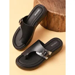 Rocia by Regal Women's Black Toe Ring Wedges-picture-17