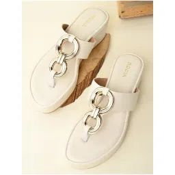 Rocia by Regal Women's Cream Thong Wedges-picture-42