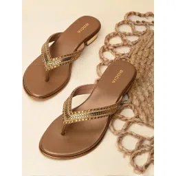 Rocia by Regal Women's Gold Thong Sandals-picture-25