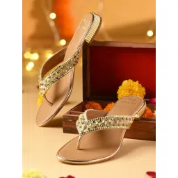 Rocia by Regal Women's Gold Thong Sandals-picture-33