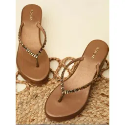 Rocia by Regal Women's Gold Thong Wedges-picture-26