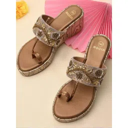 Rocia by Regal Women's Gold Toe Ring Wedges-picture-29