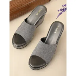 Rocia by Regal Women's Gun Metal Casual Wedges-picture-13