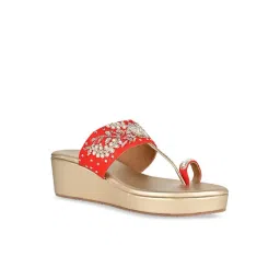 Rocia by Regal Women's Red Toe Ring Wedges-picture-28