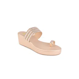 Rocia Women Rose Gold Embellished Pearl Embroidered Wedges-picture-33