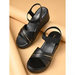 Rocia Women Solid Open Toe Backstrap Wedge Sandals-image-9