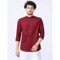 Rocket Science Men Maroon Solid Kurta-picture-11